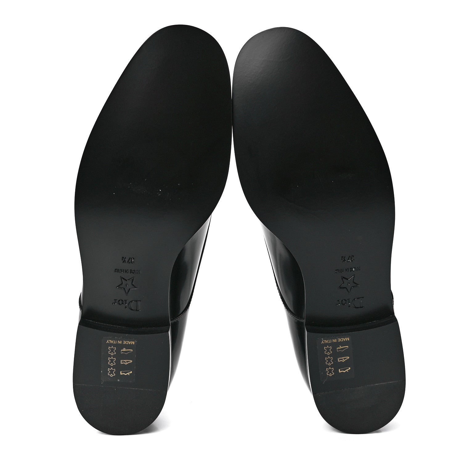 Christian Dior Shiny Calfskin Womens Derby Shoe 37.5 Black 5 of 9