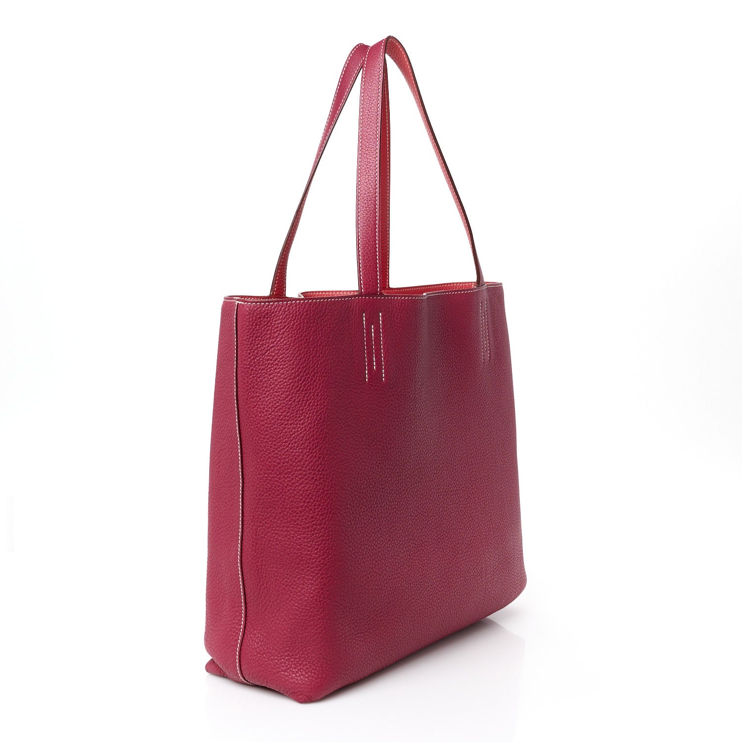 Hermes Taurillon Clemence Double Sens 36 Reversible Tote Rubis Bougainvillea 5 of 15