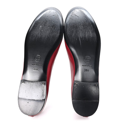 Chanel Lambskin CC Cap Toe Ballerina Flats 38.5 Red Black 6 of 9