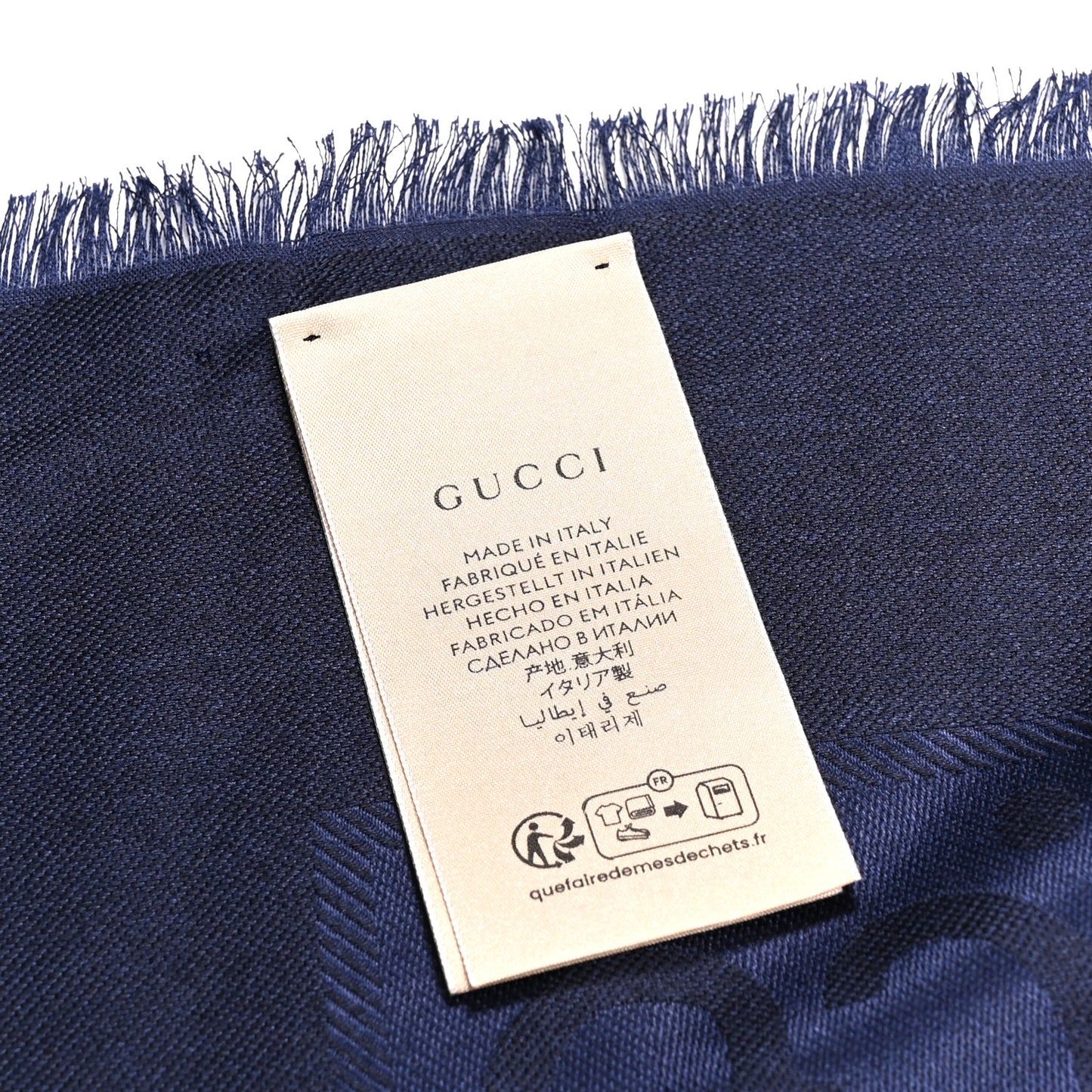 Wool Silk GG Jacquard Shawl Blue
