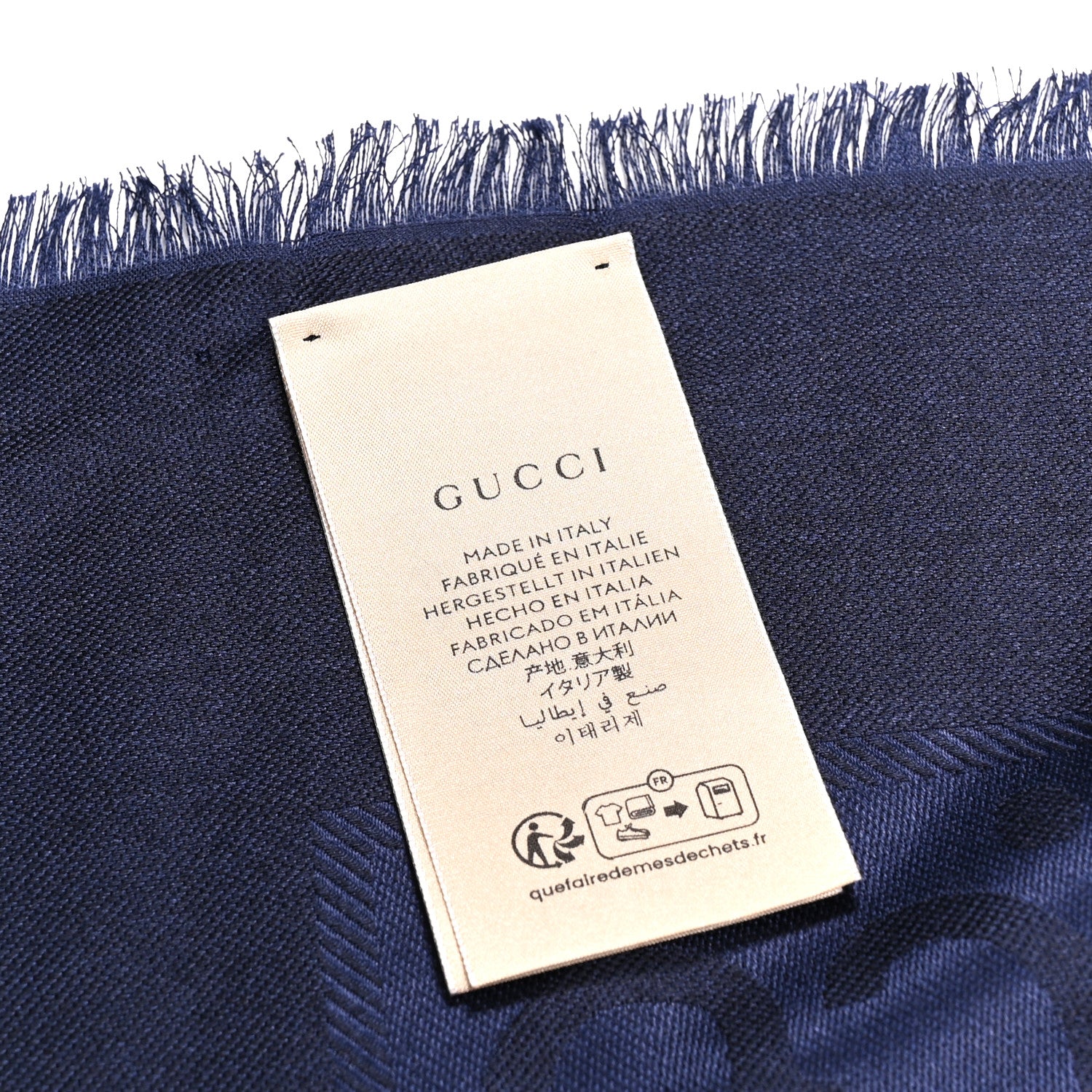 Gucci Wool Silk GG Jacquard Shawl Blue 3 of 4