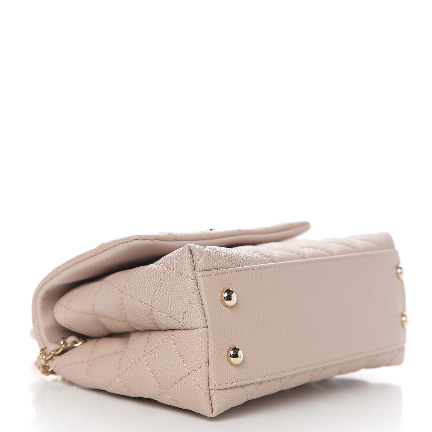 Caviar Quilted Mini Coco Handle Flap Beige