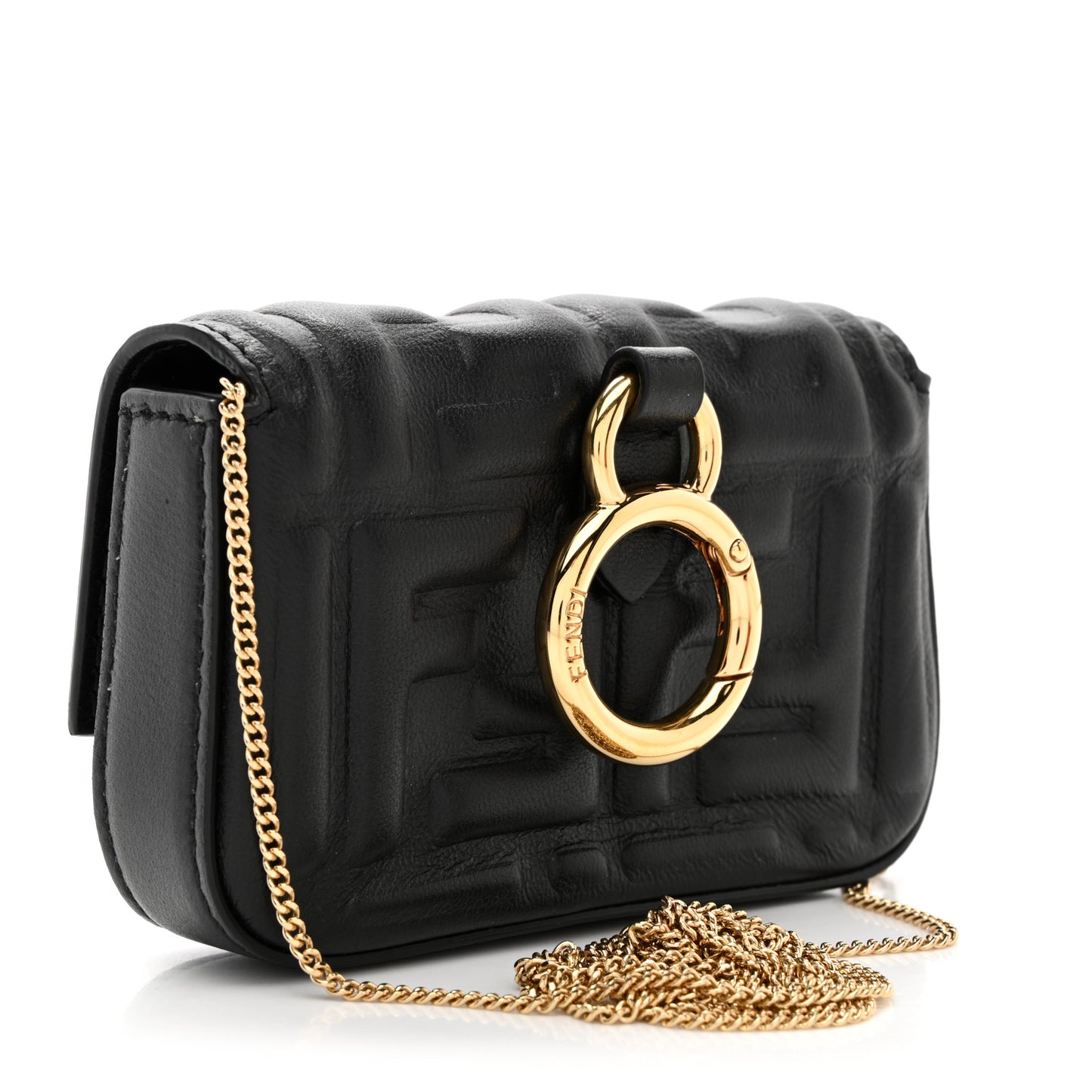 Nappa Matisse FF Embossed Nano Baguette Charm Black