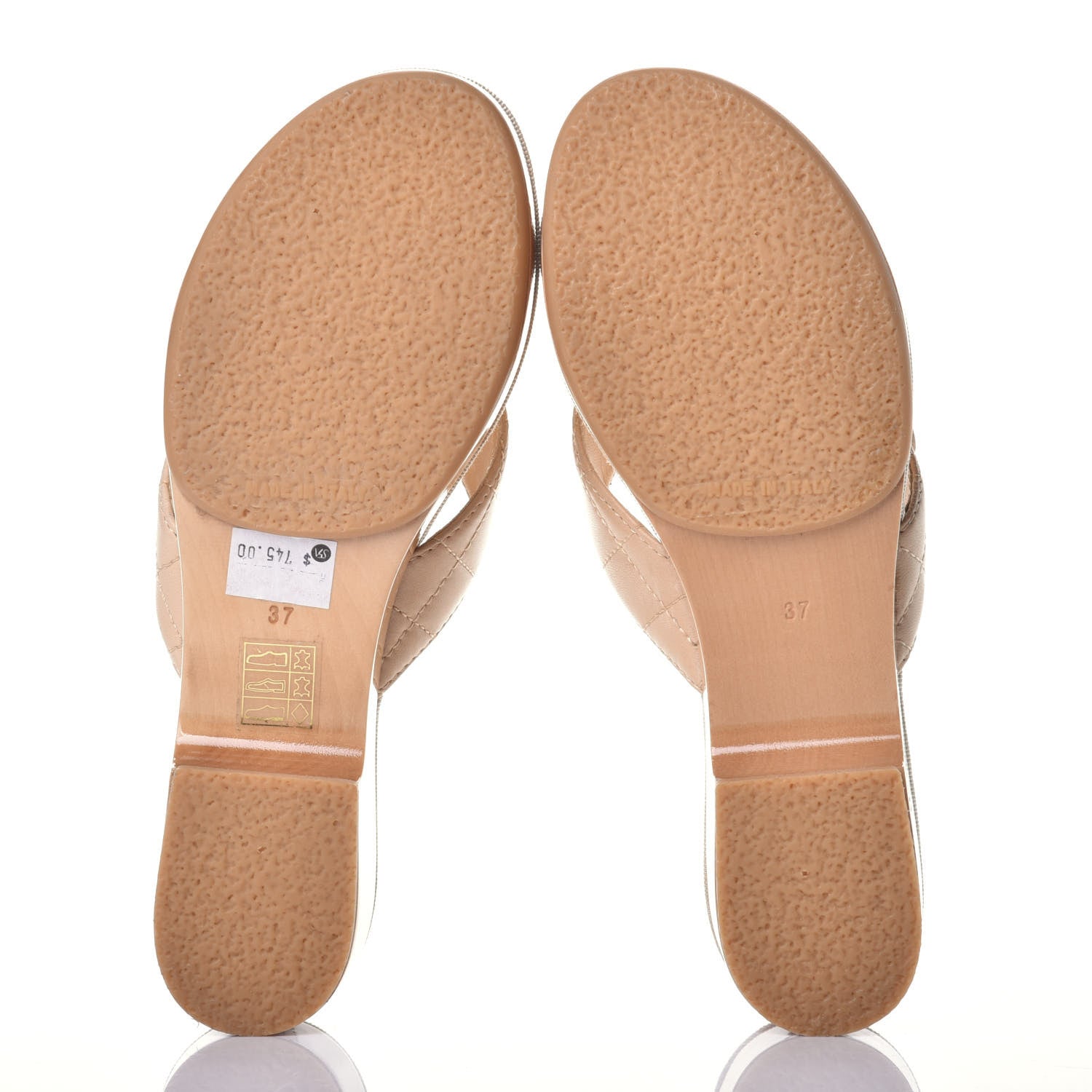 Chanel Lambskin Quilted CC Turnlock Sandals 37 Beige 5 of 8