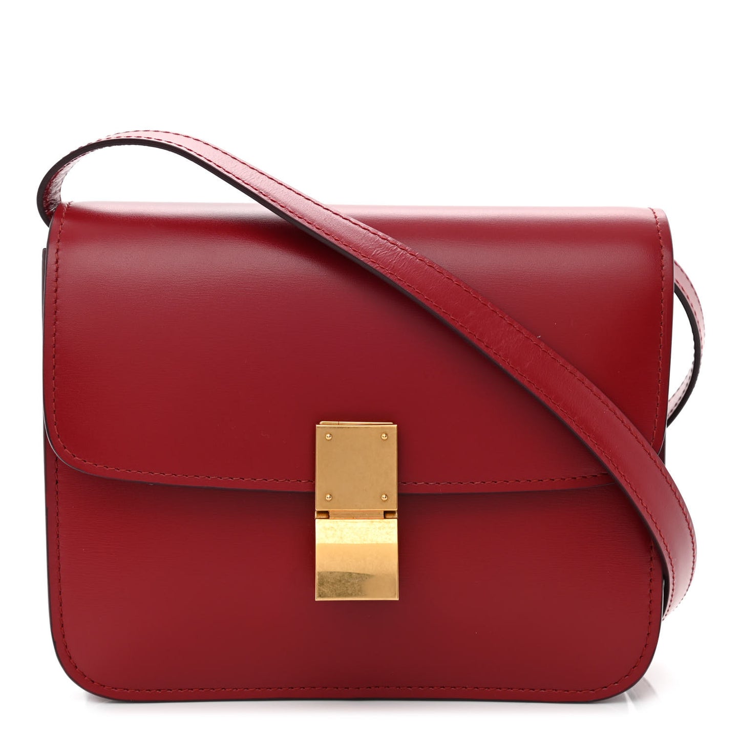 Box Calfskin Teen Classic Box Flap Bag Red
