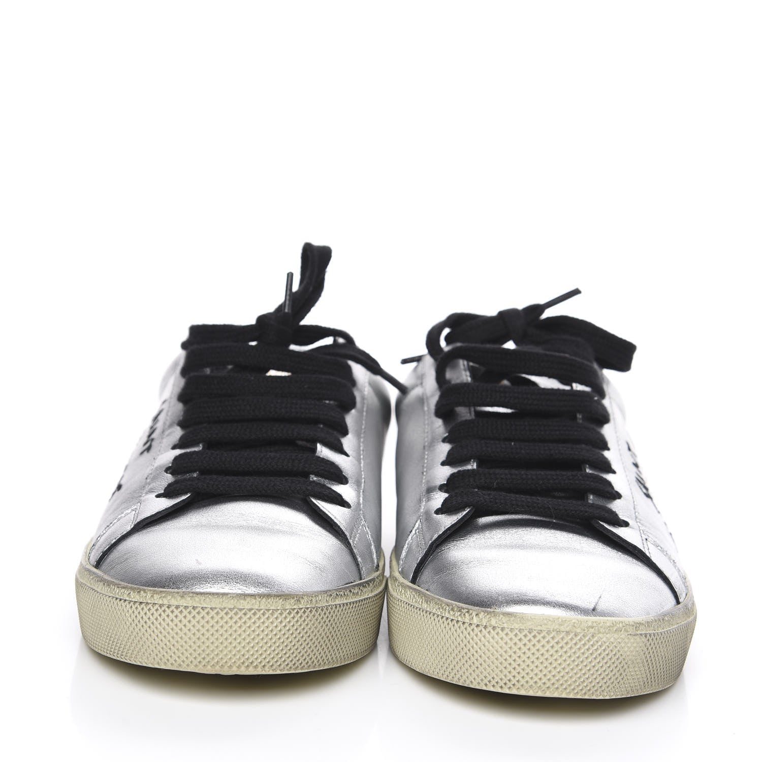 Saint Laurent Calfskin Court Classic Sneakers 38.5 Silver 2 of 8