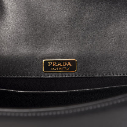Prada City Calf Pionniere Saddle Bag Black White 6 of 10