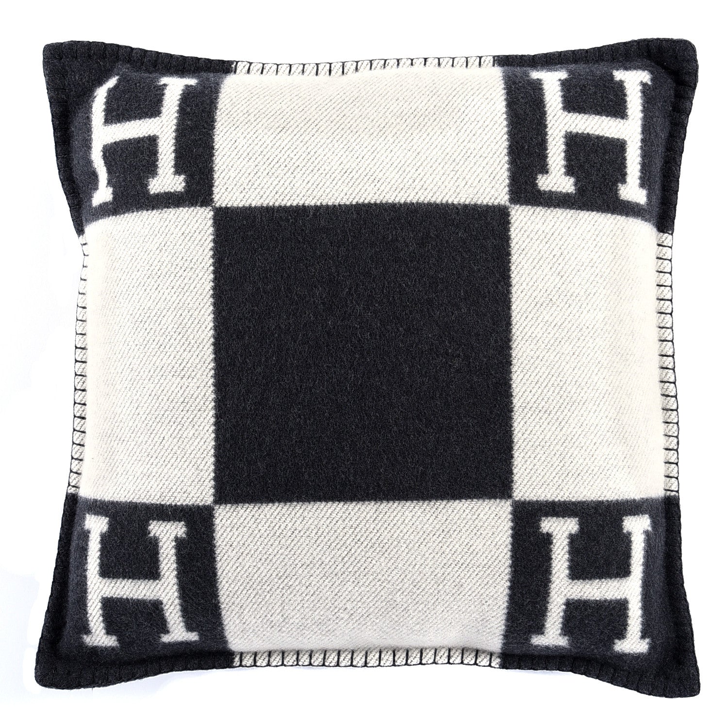 Hermes Wool Cashmere Avalon Pillow PM Ecru Gris Fonce 2 of 3
