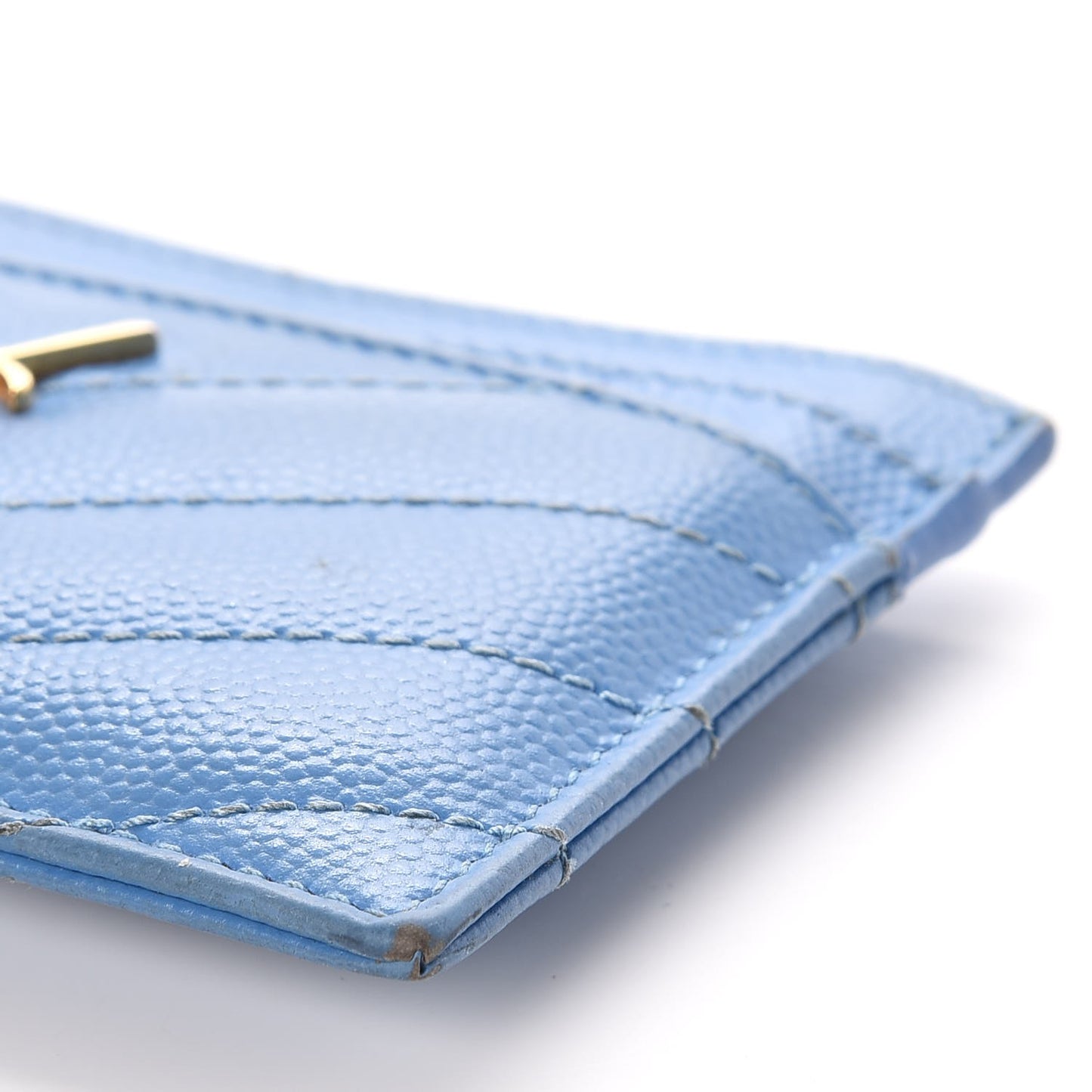 Grain De Poudre Matelasse Monogram Credit Card Case Blue Clair