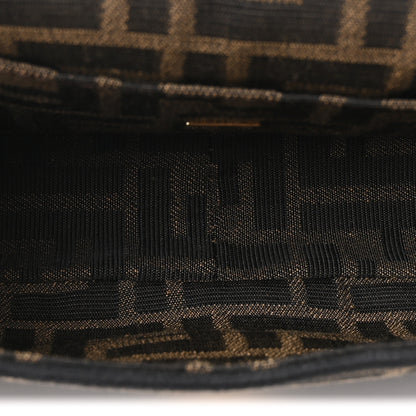 Fendi Fabric Jacquard FF 1974 Mini Baguette Tobacco Moro Black 5 of 10