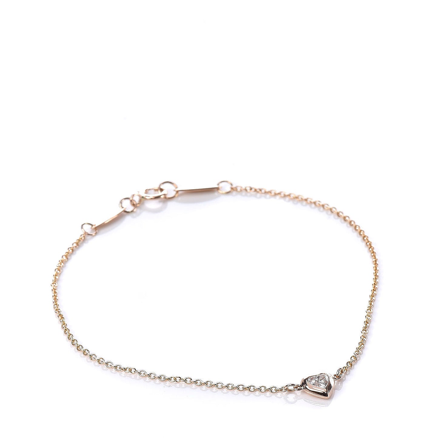 18K Rose Gold Diamond Elsa Peretti Diamonds by the Yard Heart Bracelet