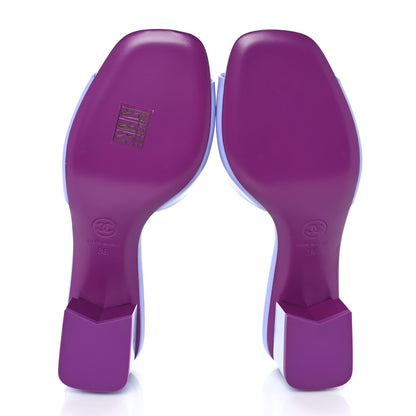 Chanel Patent Calfskin CC Mules 36 Light Purple Dark Purple 5 of 9