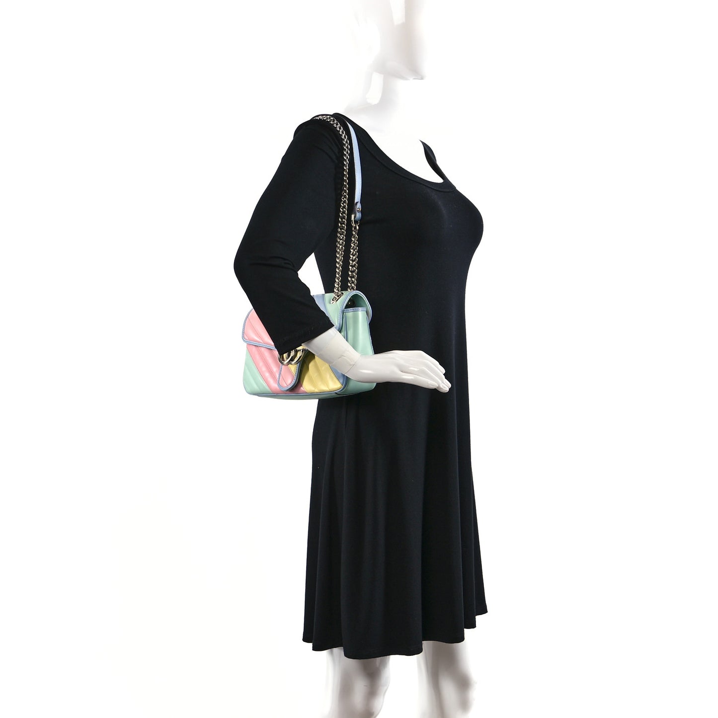Calfskin Matelasse Diagonal Small GG Marmont Shoulder Bag Multicolor Pastel