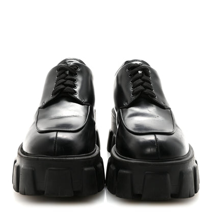 Prada Spazzolato Rois Monolith 55mm Derby Loafers 38 Black 3 of 9
