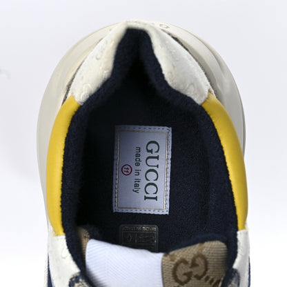 Gucci GG Supreme Monogram Mix Monogram Mens Rhyton Sneakers 11 London Blue Beige Sun Yellow 7 of 8