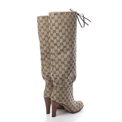 Gucci Monogram Lisa Mid Heel Boots 40 Beige Ebony 4 of 8