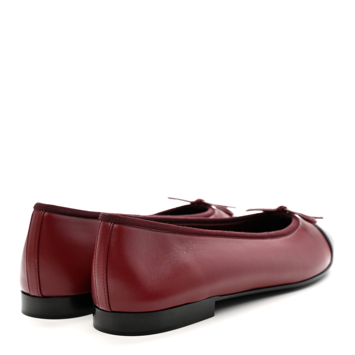 Lambskin Cap Toe CC Ballerina Flats 40 Burgundy Black