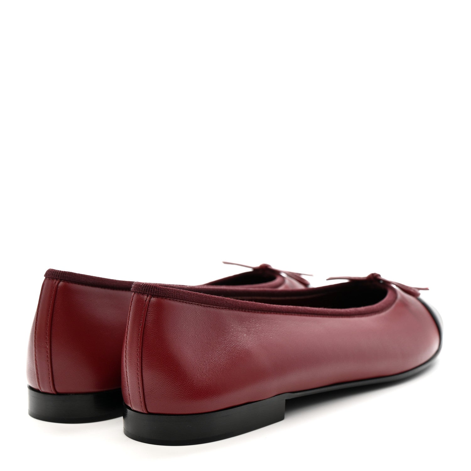 Chanel Lambskin Cap Toe CC Ballerina Flats 40 Burgundy Black 5 of 12