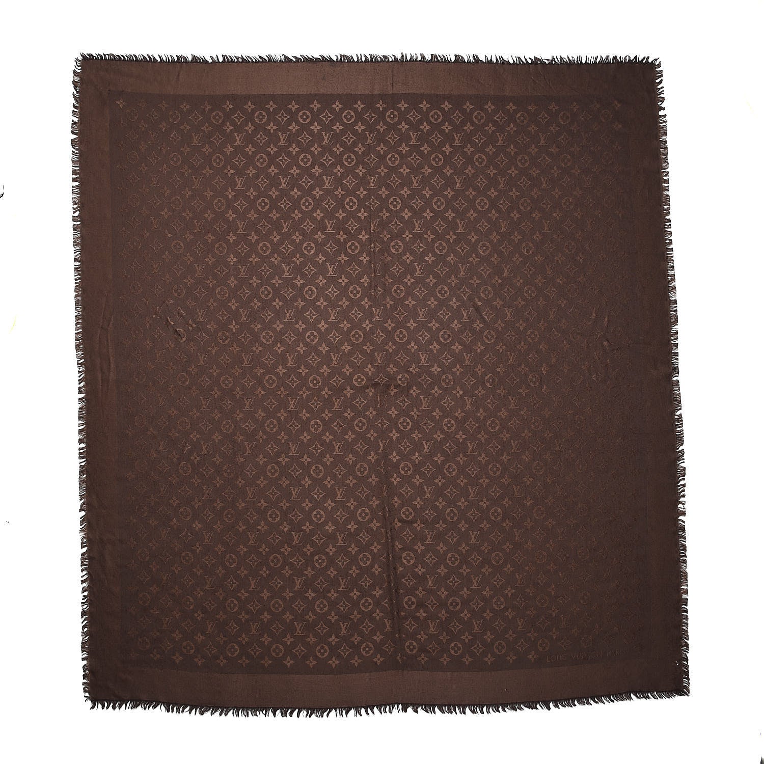 Louis Vuitton Silk Lurex Wool Monogram Shine Shawl Brown 1 of 7