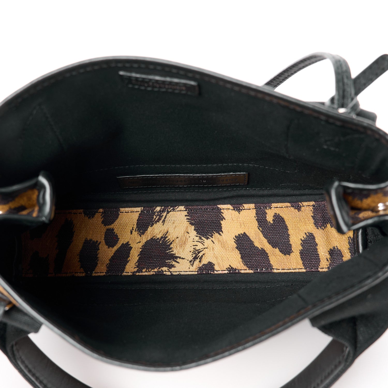 Balenciaga Cotton Canvas Satin Calfskin Leopard Print Navy Cabas XS Beige Black 6 of 12