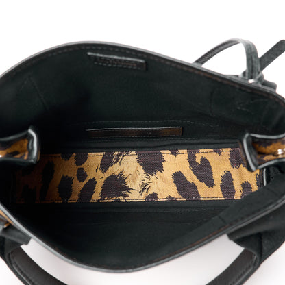 Balenciaga Cotton Canvas Satin Calfskin Leopard Print Navy Cabas XS Beige Black 6 of 12
