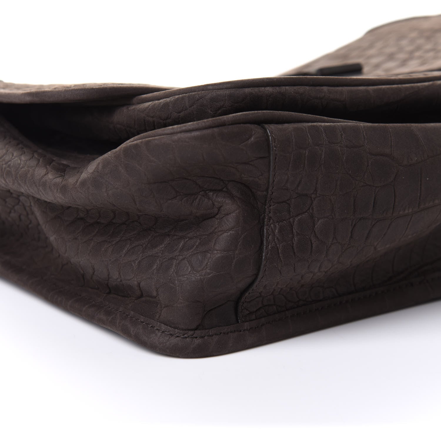 Saint Laurent Nubuck Crocodile Embossed Monogram Medium Niki Chain Satchel Wood 9 of 10