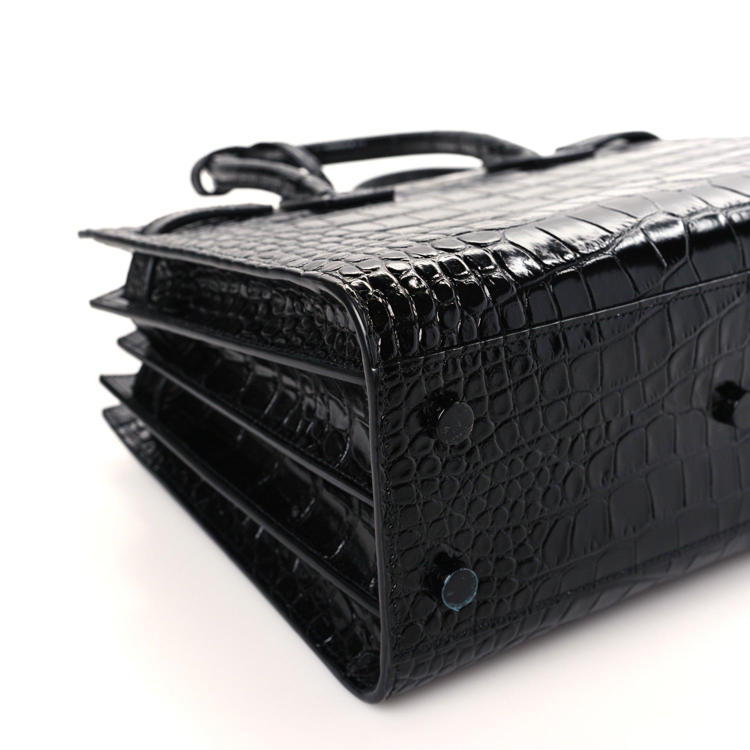 Saint Laurent Calfskin Crocodile Embossed Baby Sac De Jour Black 8 of 9