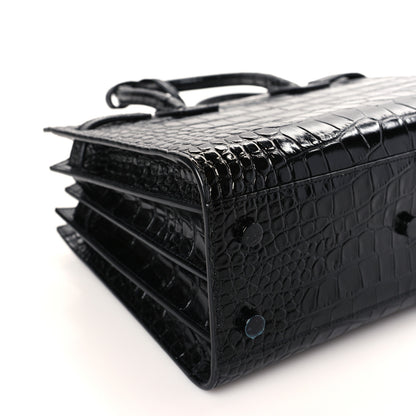 Saint Laurent Calfskin Crocodile Embossed Baby Sac De Jour Black 8 of 9
