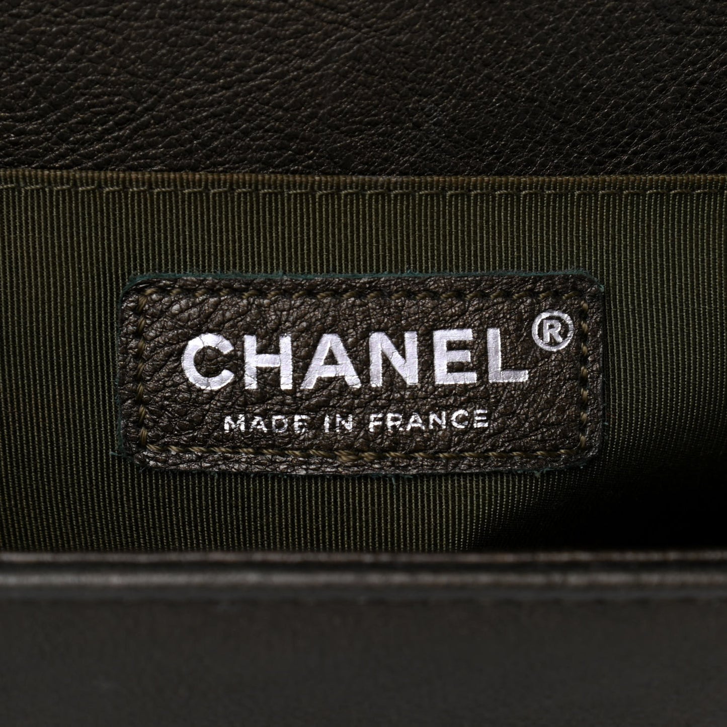 Metallic Calfskin Quilted Medium Boy Flap Khaki