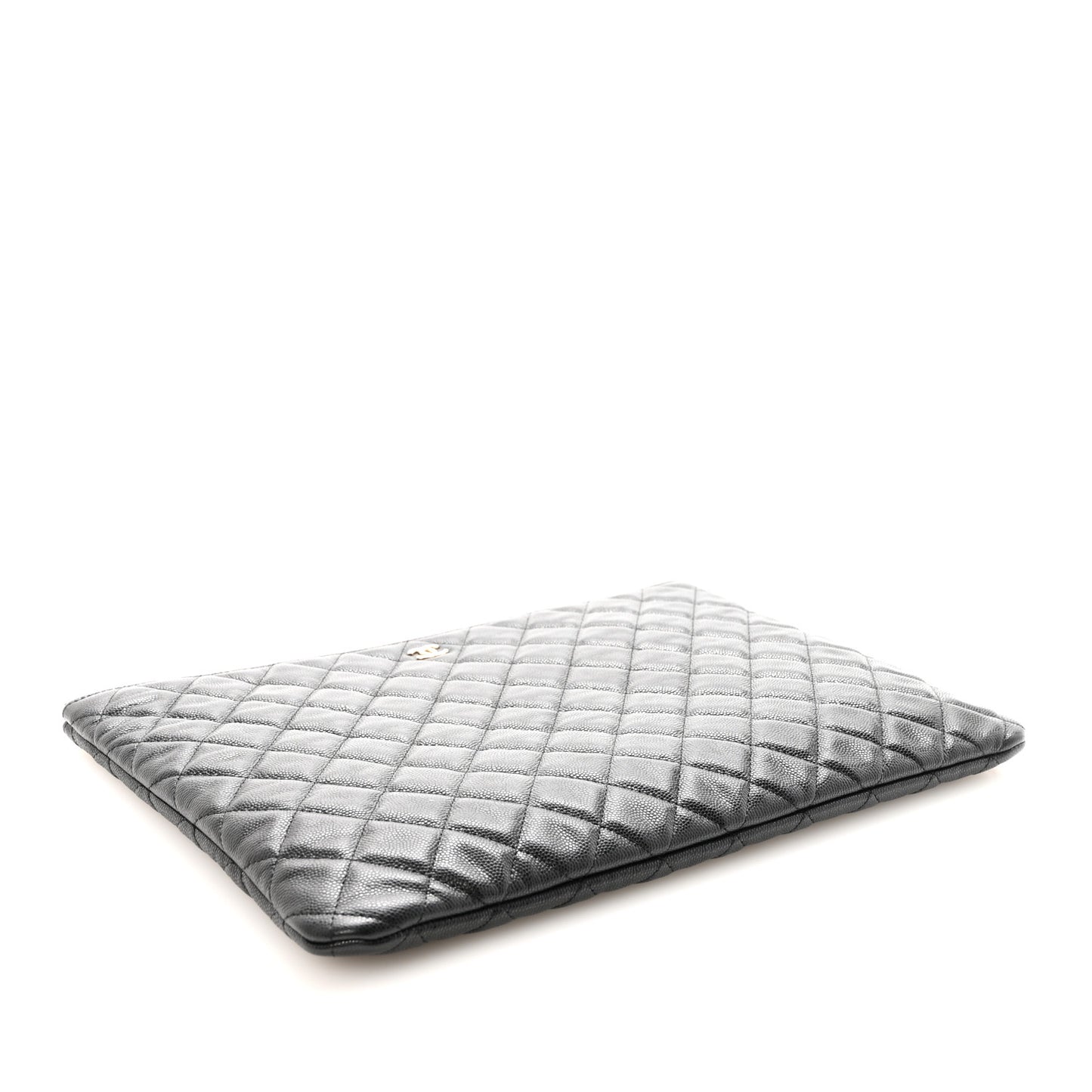 Caviar Quilted Large Cosmetic Case Black