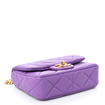 Chanel Lambskin Enamel Quilted Mini Pending CC Square Flap Purple 4 of 9