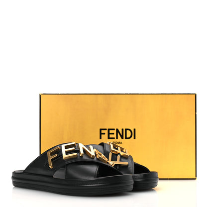 Fendi Vitello Womens Fendigraphy Slide Sandals 38.5 Black 13 of 13
