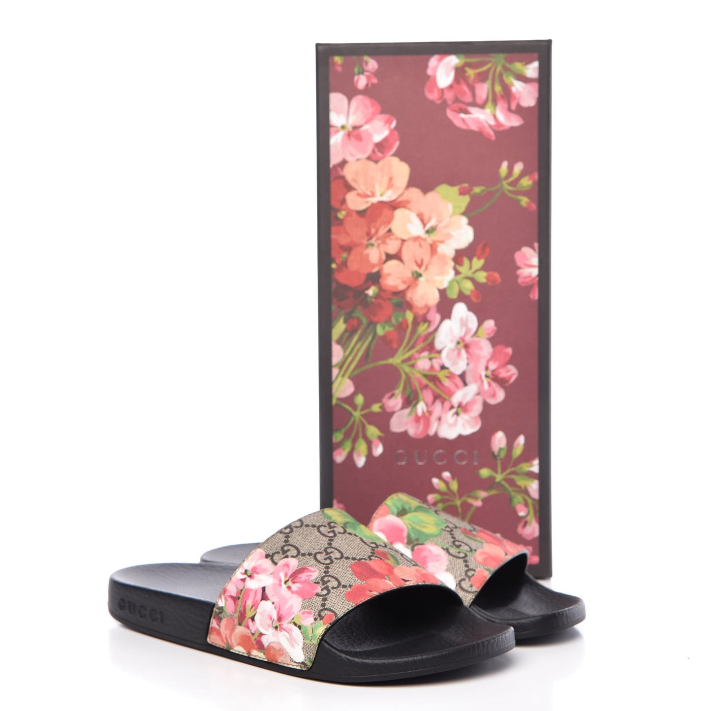 GG Supreme Monogram Blooms Slide Sandals 36 Beige Multicolor