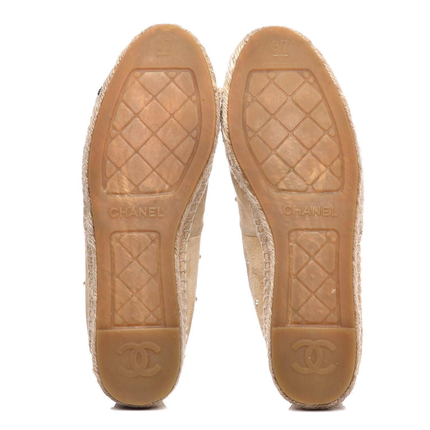 Chanel Suede Pearl CC Espadrilles 37 Beige Black 9 of 9