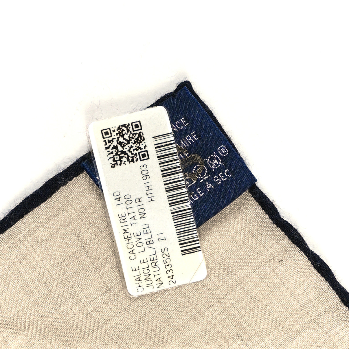 Hermes Cashmere Silk Jungle Love Tattoo Shawl 140 Natural Bleu Black 4 of 4