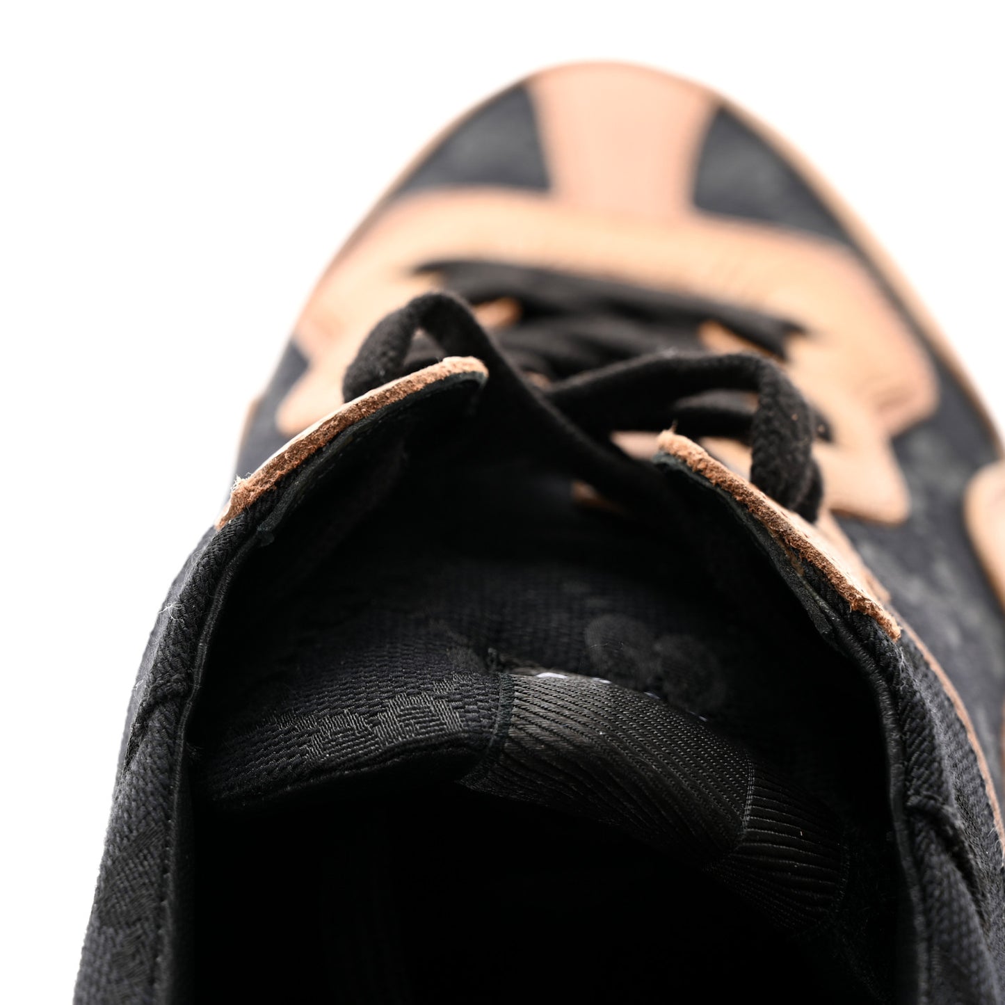 Monogram Textured Dollar Calfskin Mens Rhyton Sneakers 11 Black Khaki Beige