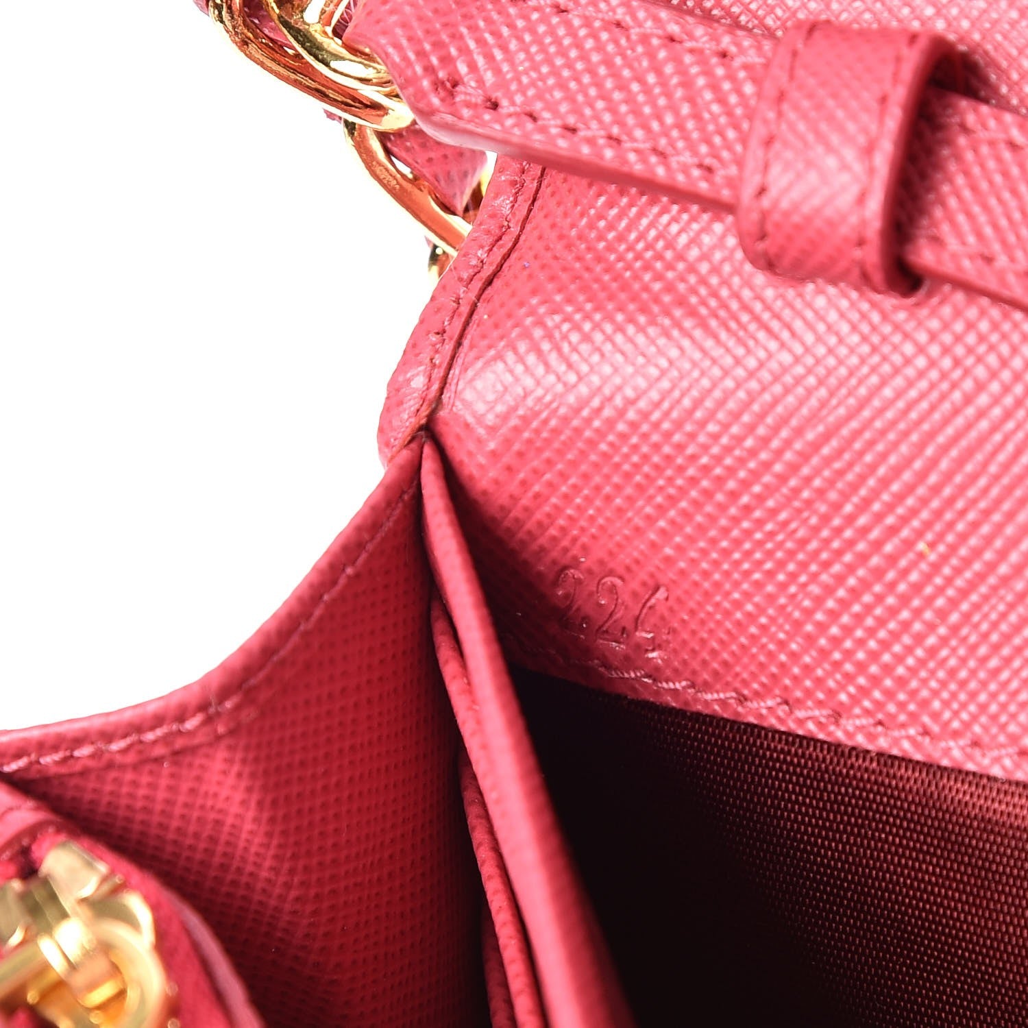 Prada Saffiano Metal Oro Chain Wallet Peonia 7 of 8