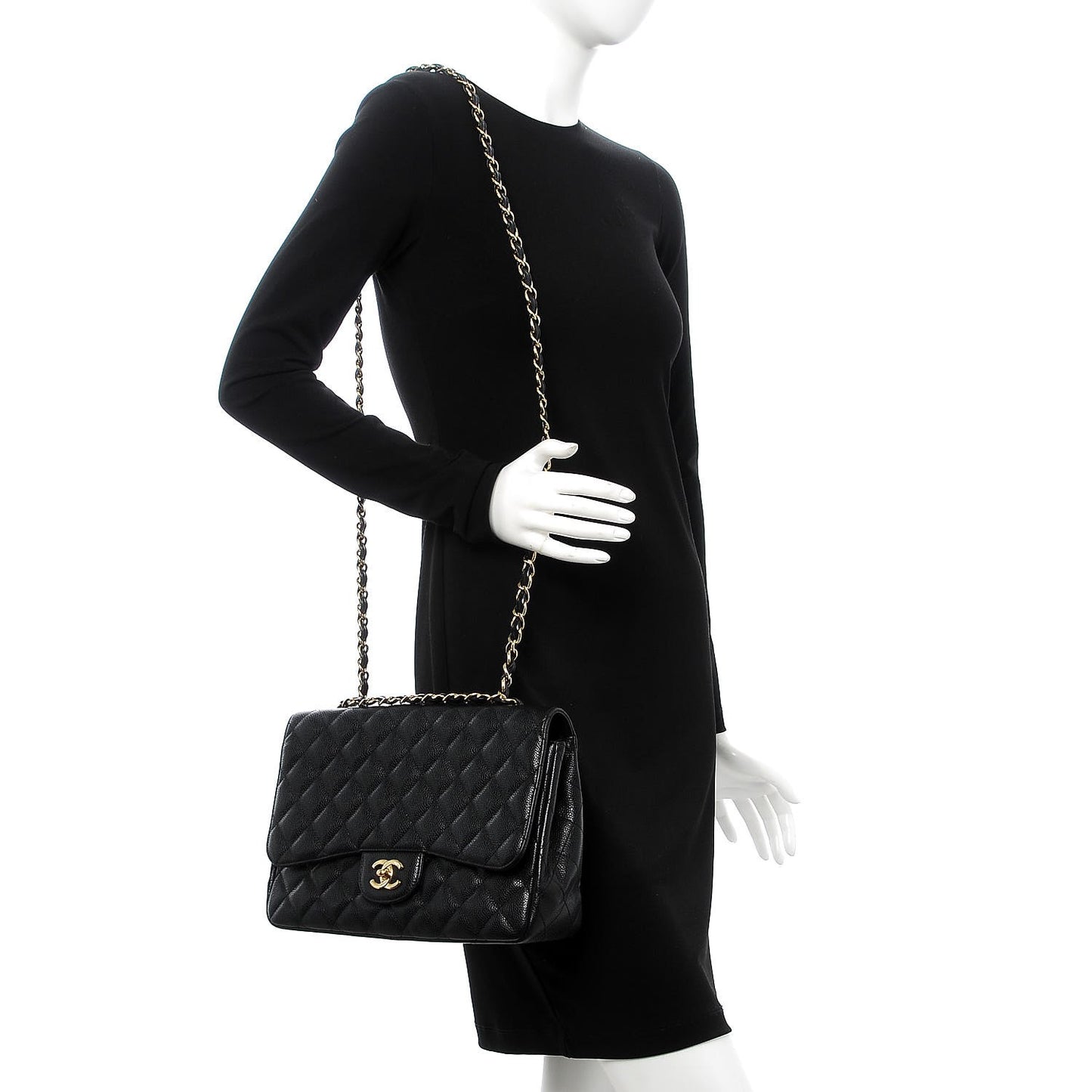 Caviar Quilted Jumbo Single Flap Black