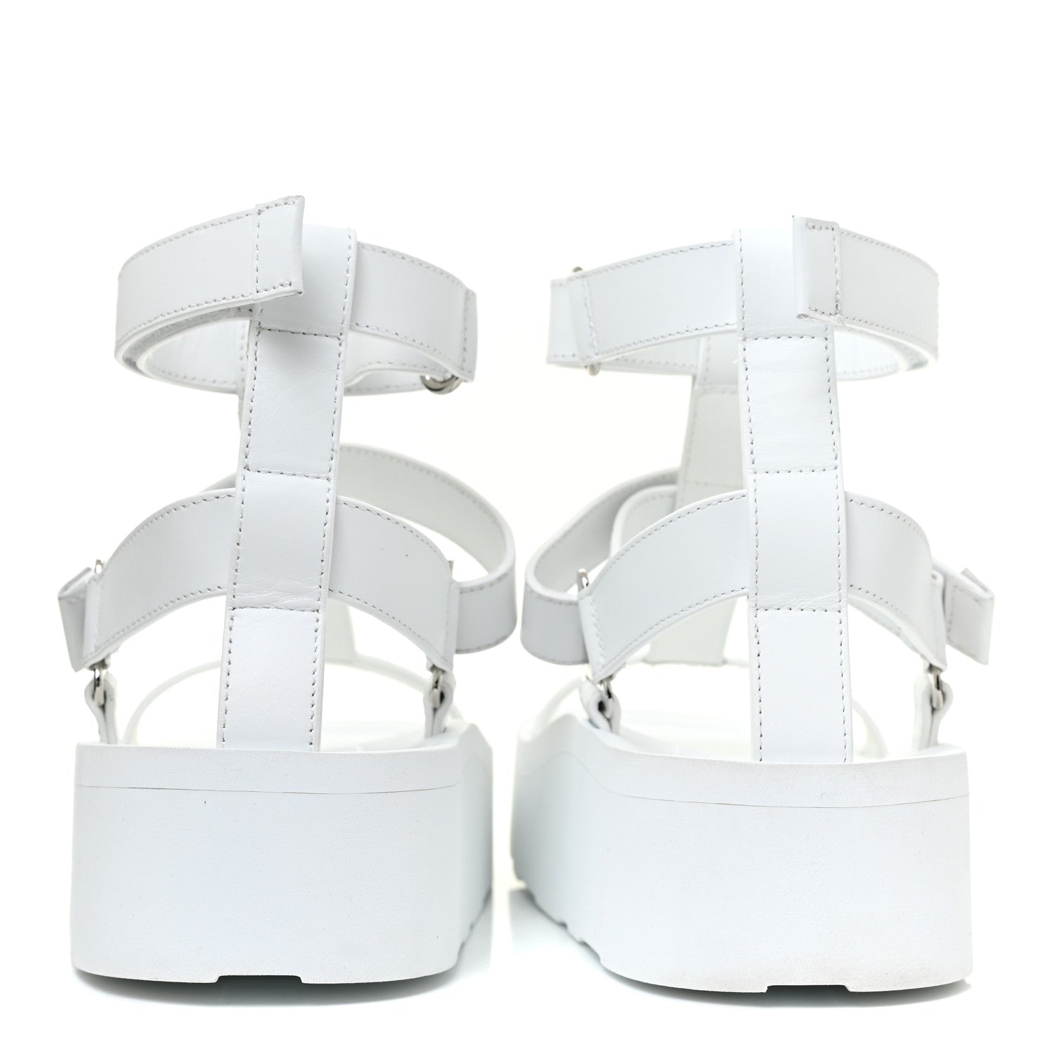 Hermes Calfskin Womens Enid Sandals 37 White 4 of 10