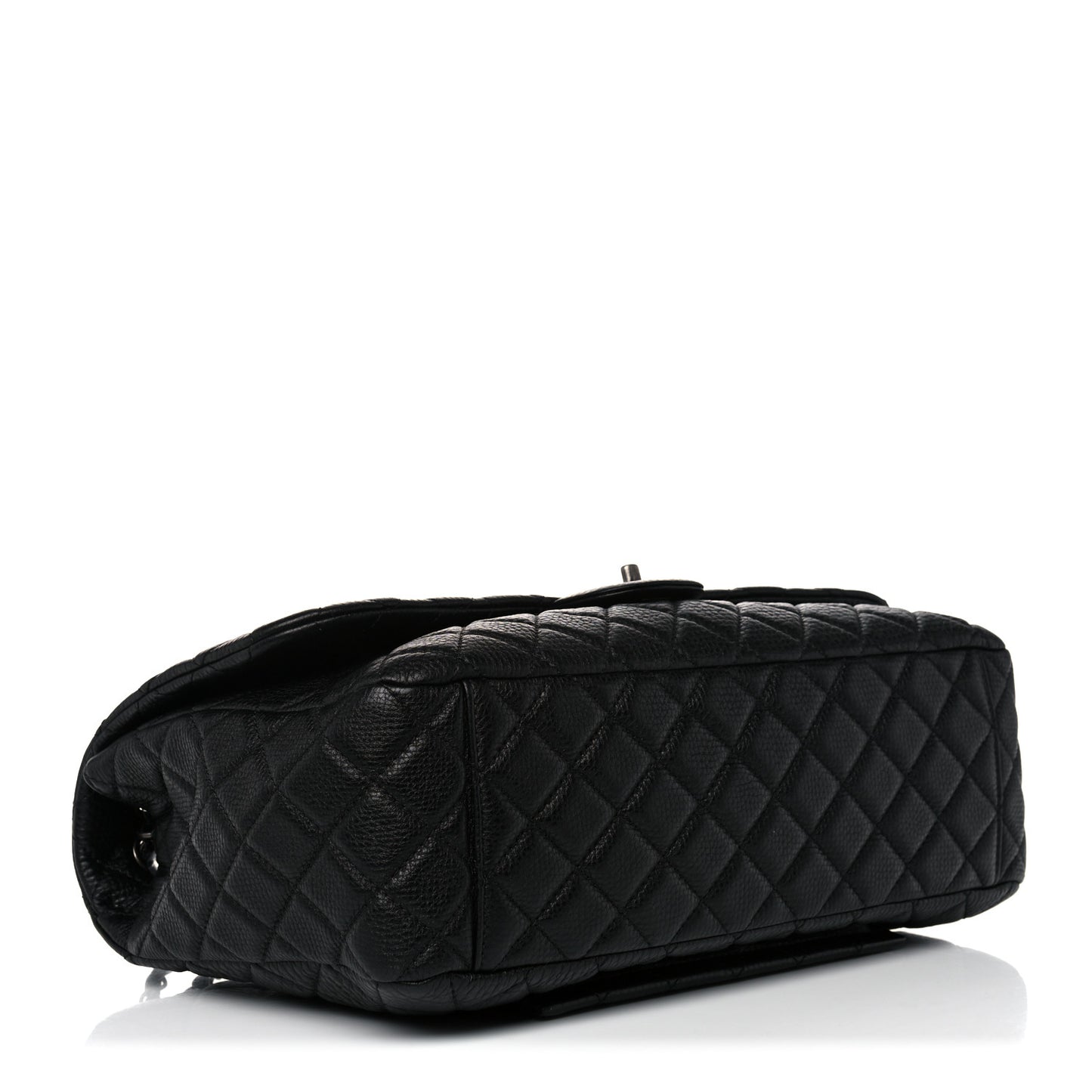 Grained Calfskin Quilted Small XXL Travel Flap Bag Black