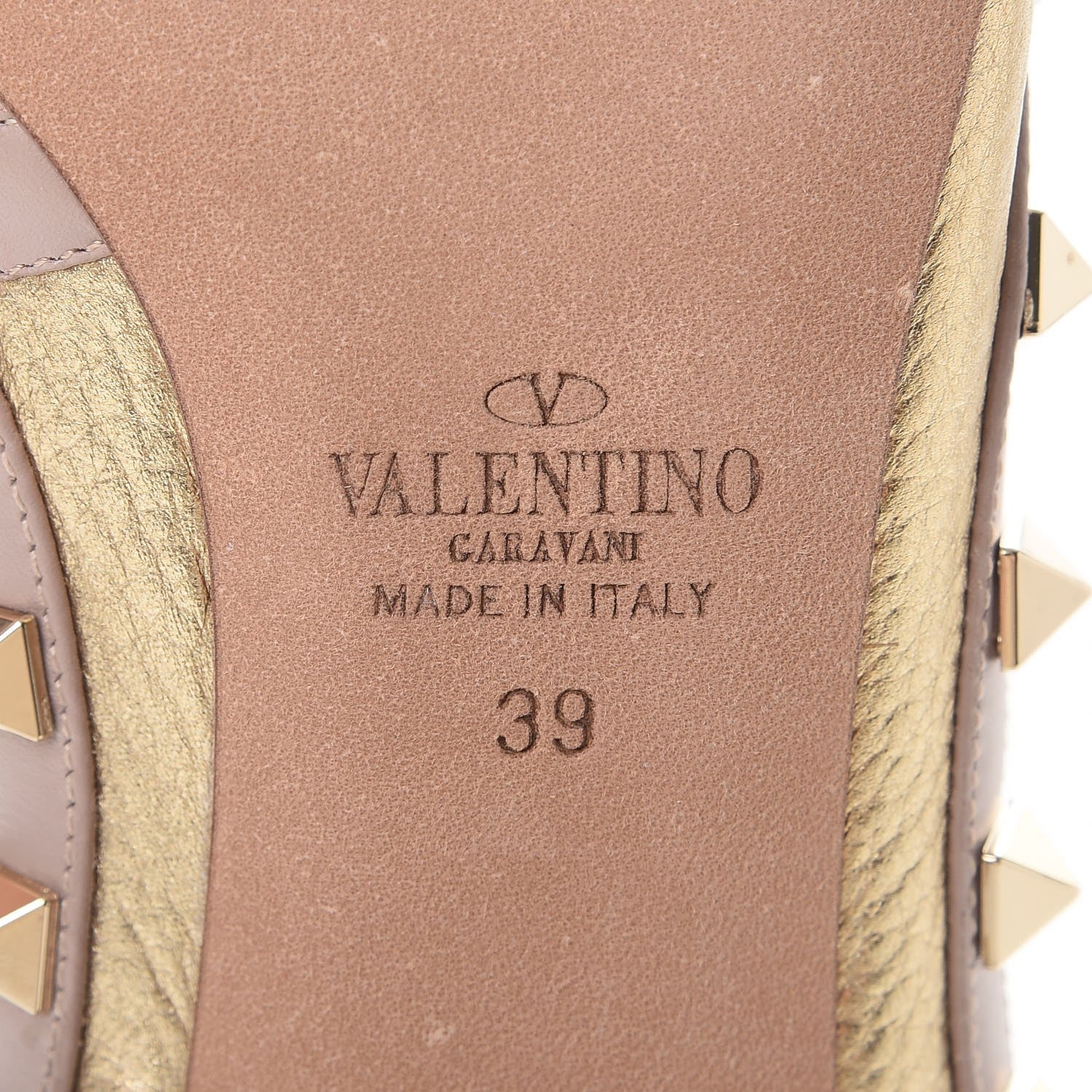 Valentino Garavani Metallic Pebbled Calfskin Rockstud Ankle Strap 100mm Pumps 39 Mekong Poudre 6 of 11