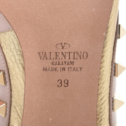 Valentino Garavani Metallic Pebbled Calfskin Rockstud Ankle Strap 100mm Pumps 39 Mekong Poudre 6 of 11