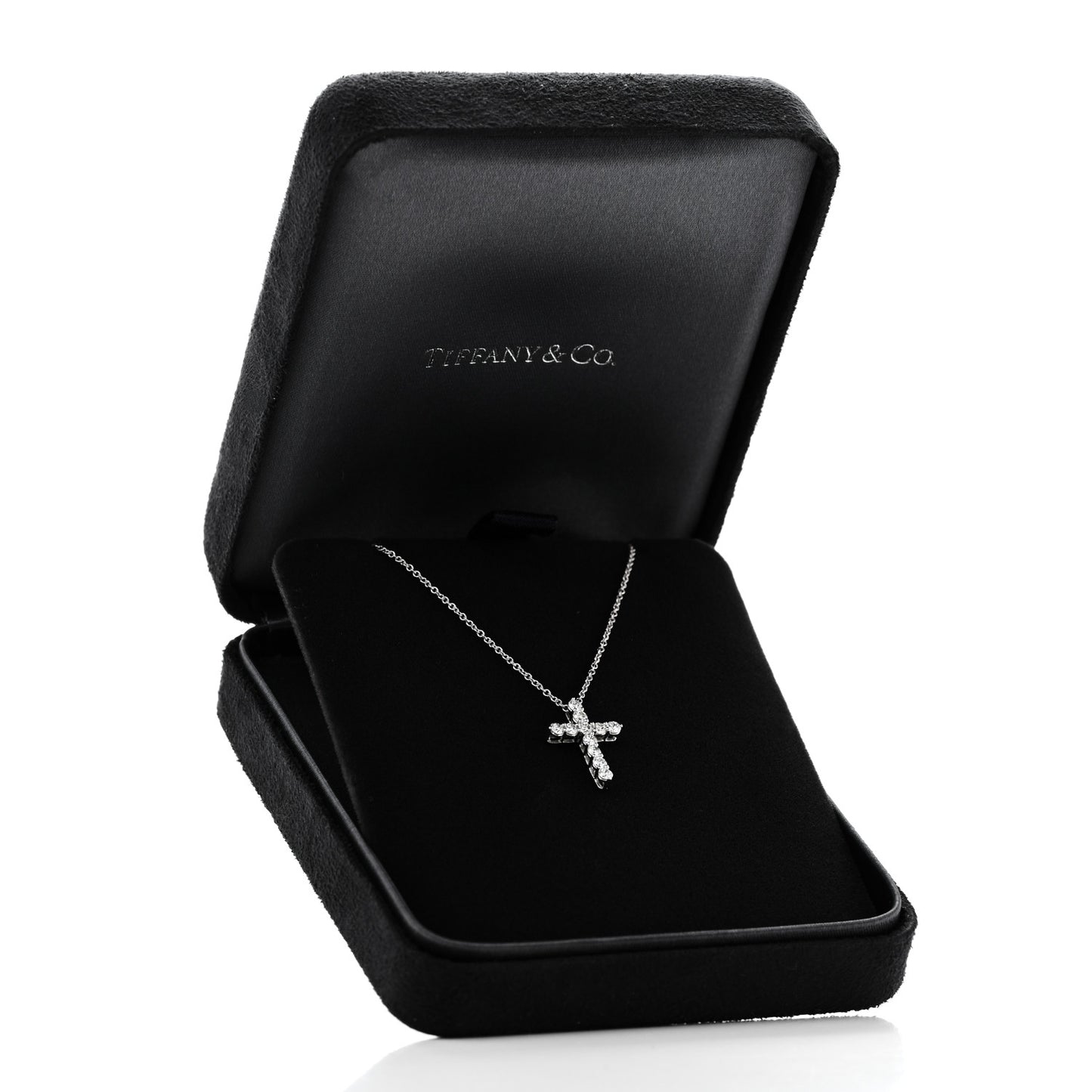 Platinum Diamond Small Cross Pendant Necklace