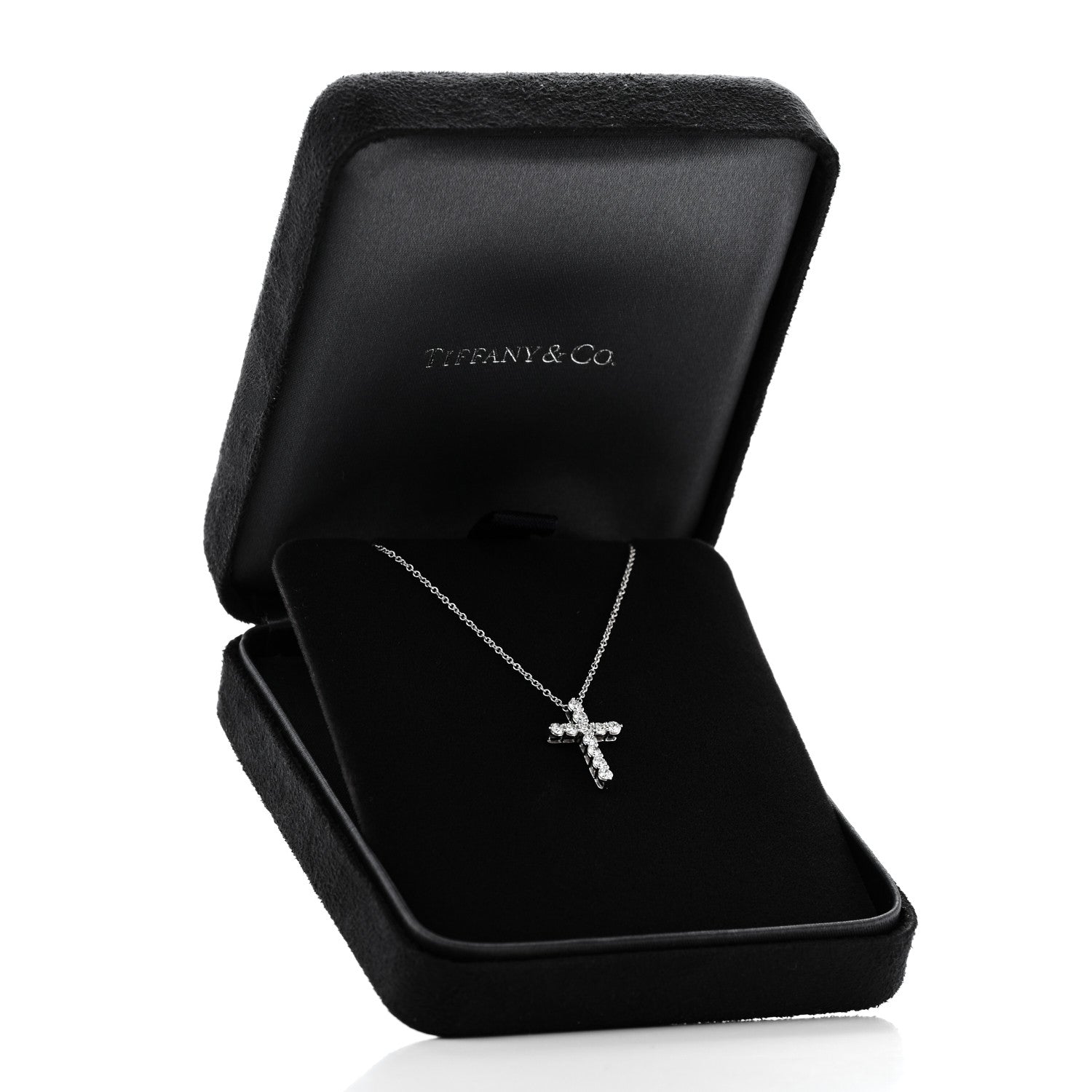 Tiffany Platinum Diamond Small Cross Pendant Necklace 6 of 6