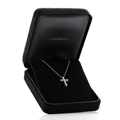 Tiffany Platinum Diamond Small Cross Pendant Necklace 6 of 6