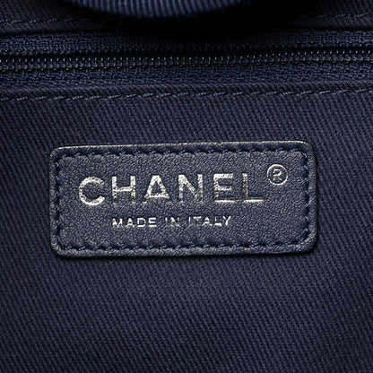 Chanel Mixed Fibers Calfskin Medium Deauville Tote Dark Blue 7 of 13