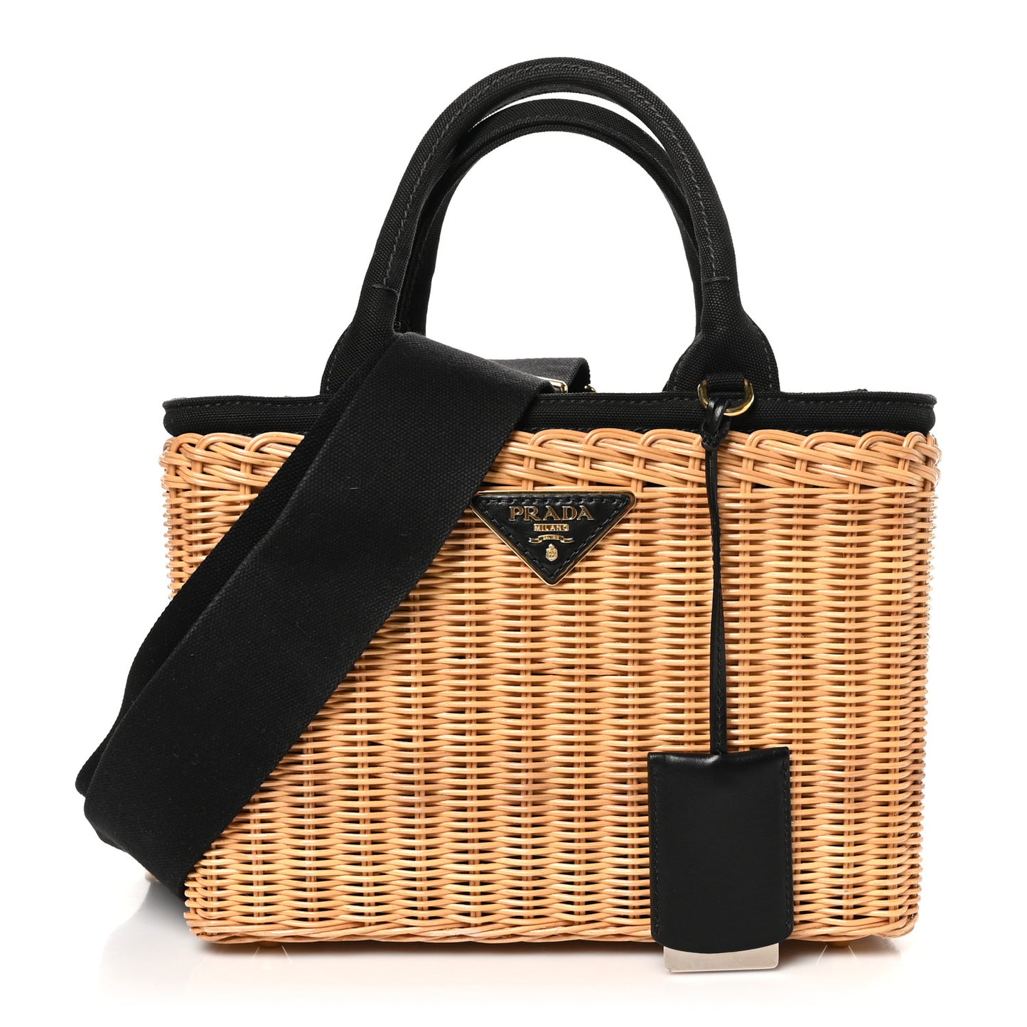 Wicker Canvas Tote Naturale Black