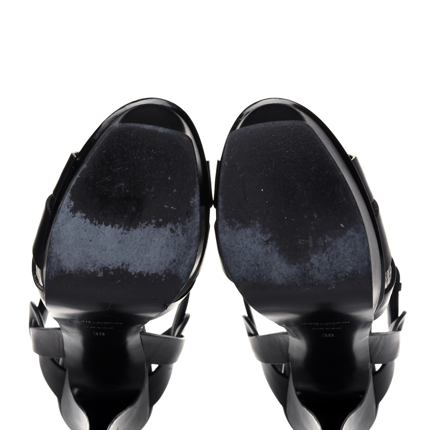 Saint Laurent Calfskin Tribute 105 Platform Sandals 38 Black 11 of 13