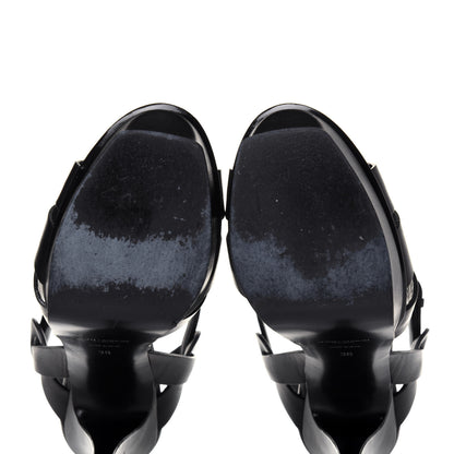 Saint Laurent Calfskin Tribute 105 Platform Sandals 38 Black 11 of 13