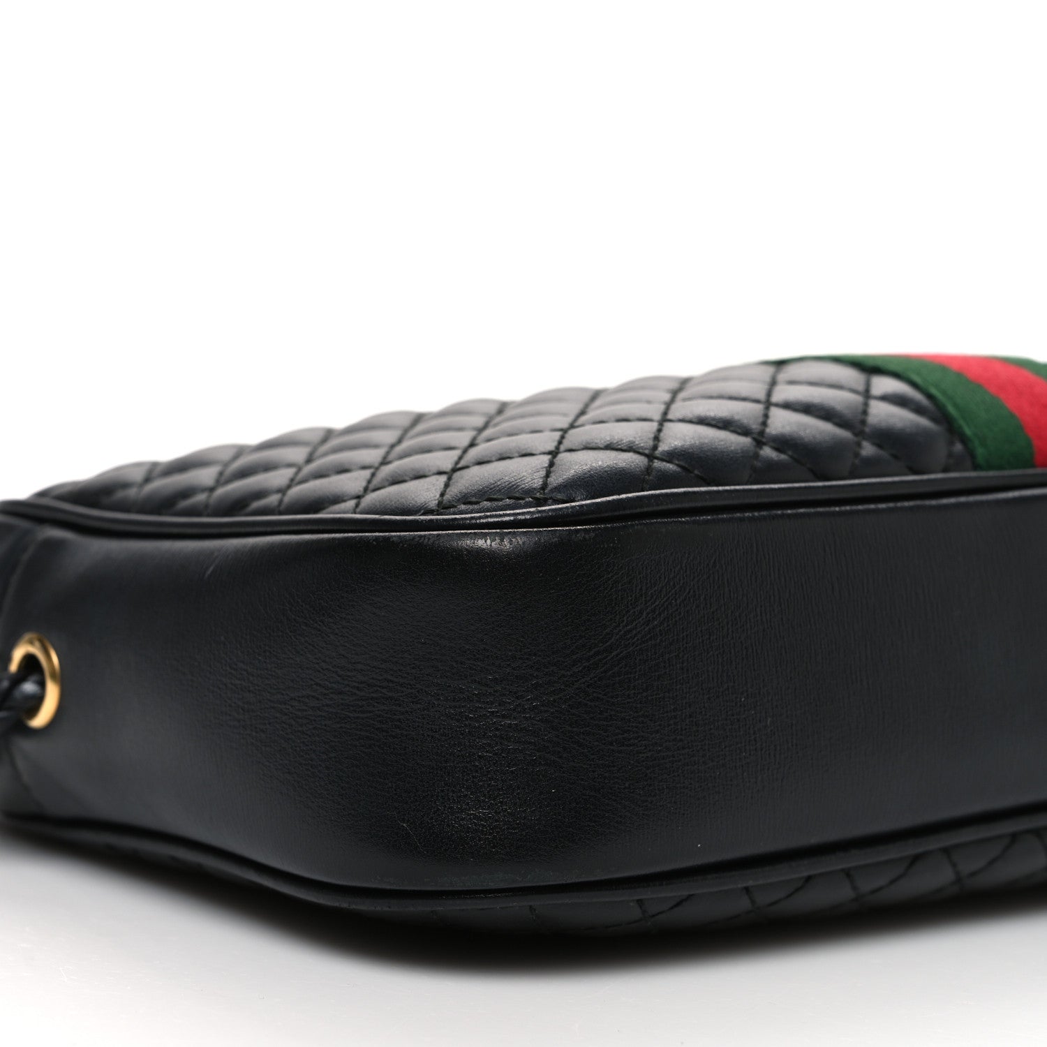 Gucci Calfskin Web Trapuntata Small GG Shoulder Bag Black 9 of 13